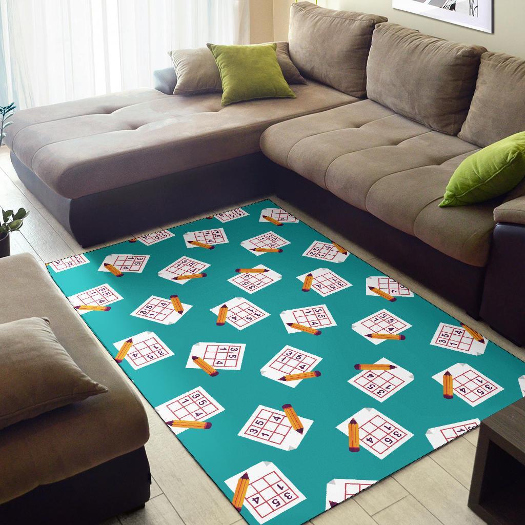 Sudoku Pattern Print Floor Mat-grizzshop