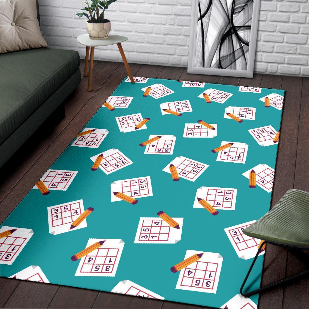 Sudoku Pattern Print Floor Mat-grizzshop