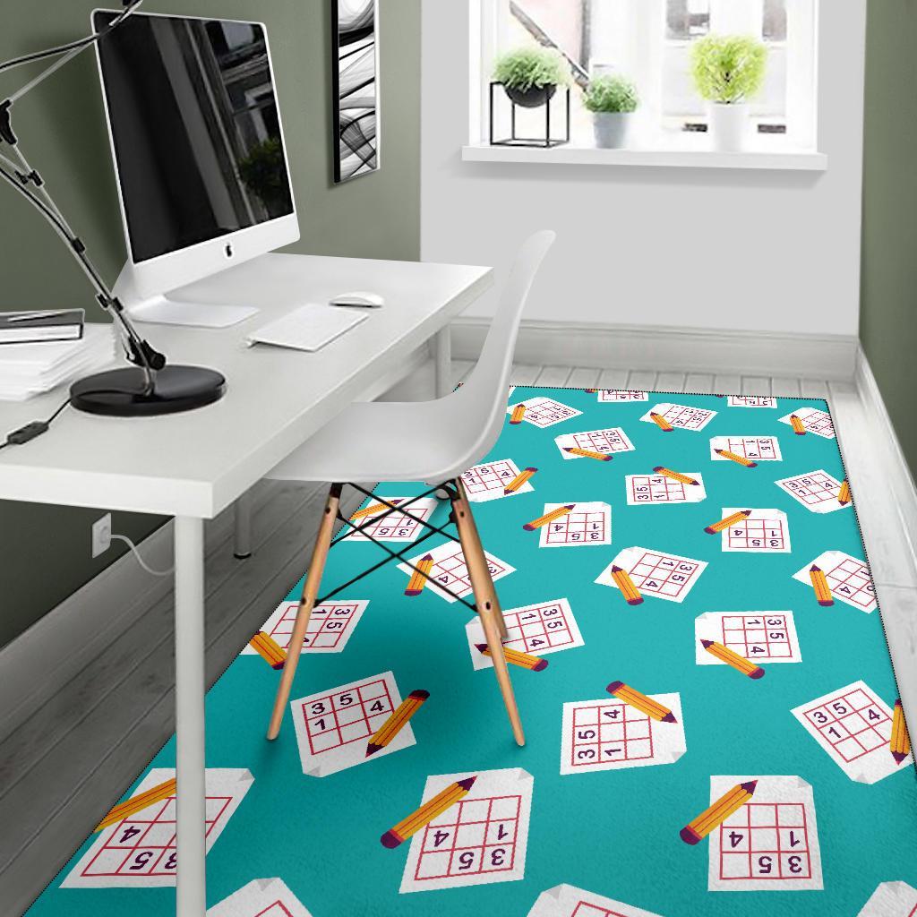 Sudoku Pattern Print Floor Mat-grizzshop