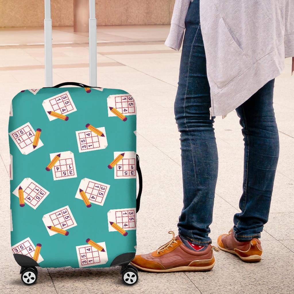 Sudoku Pattern Print Luggage Cover Protector-grizzshop