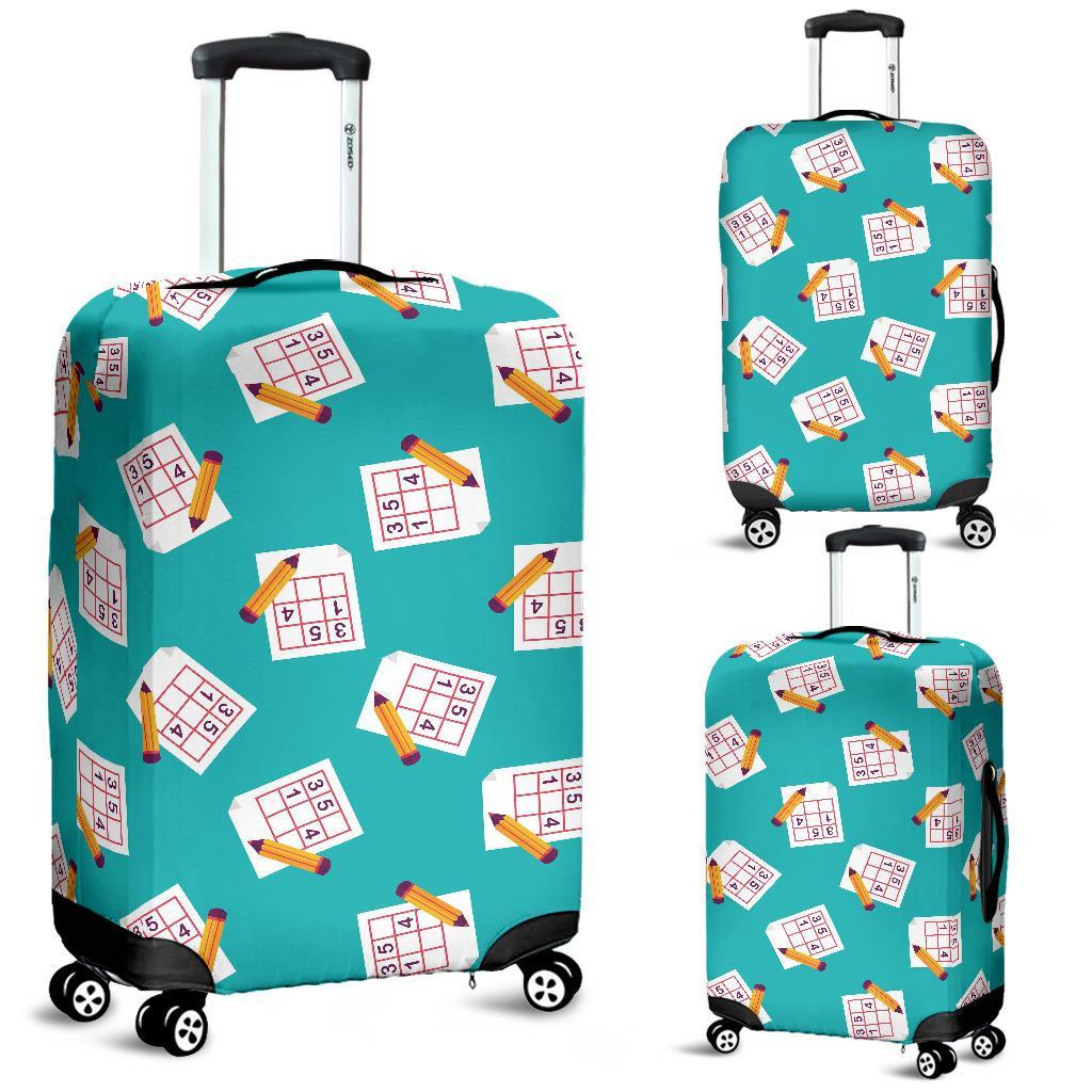 Sudoku Pattern Print Luggage Cover Protector-grizzshop