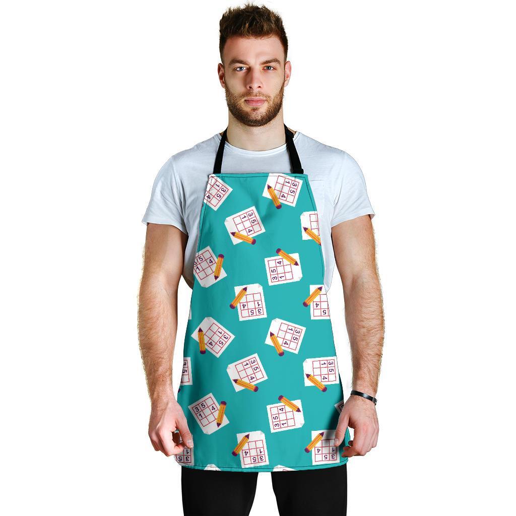 Sudoku Pattern Print Men's Apron-grizzshop