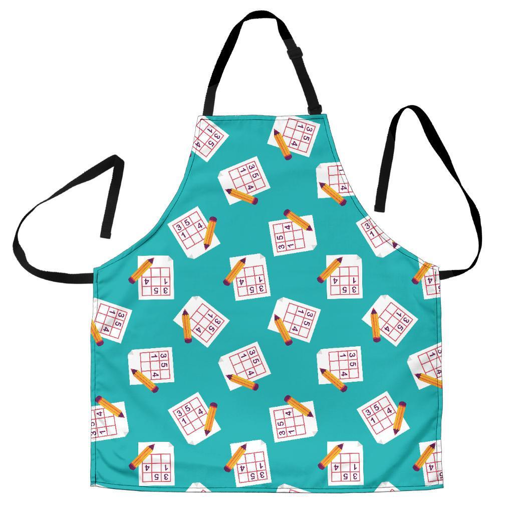 Sudoku Pattern Print Men's Apron-grizzshop