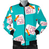 Sudoku Pattern Print Men's Bomber Jacket-grizzshop