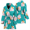 Sudoku Pattern Print Women Long Robe-grizzshop