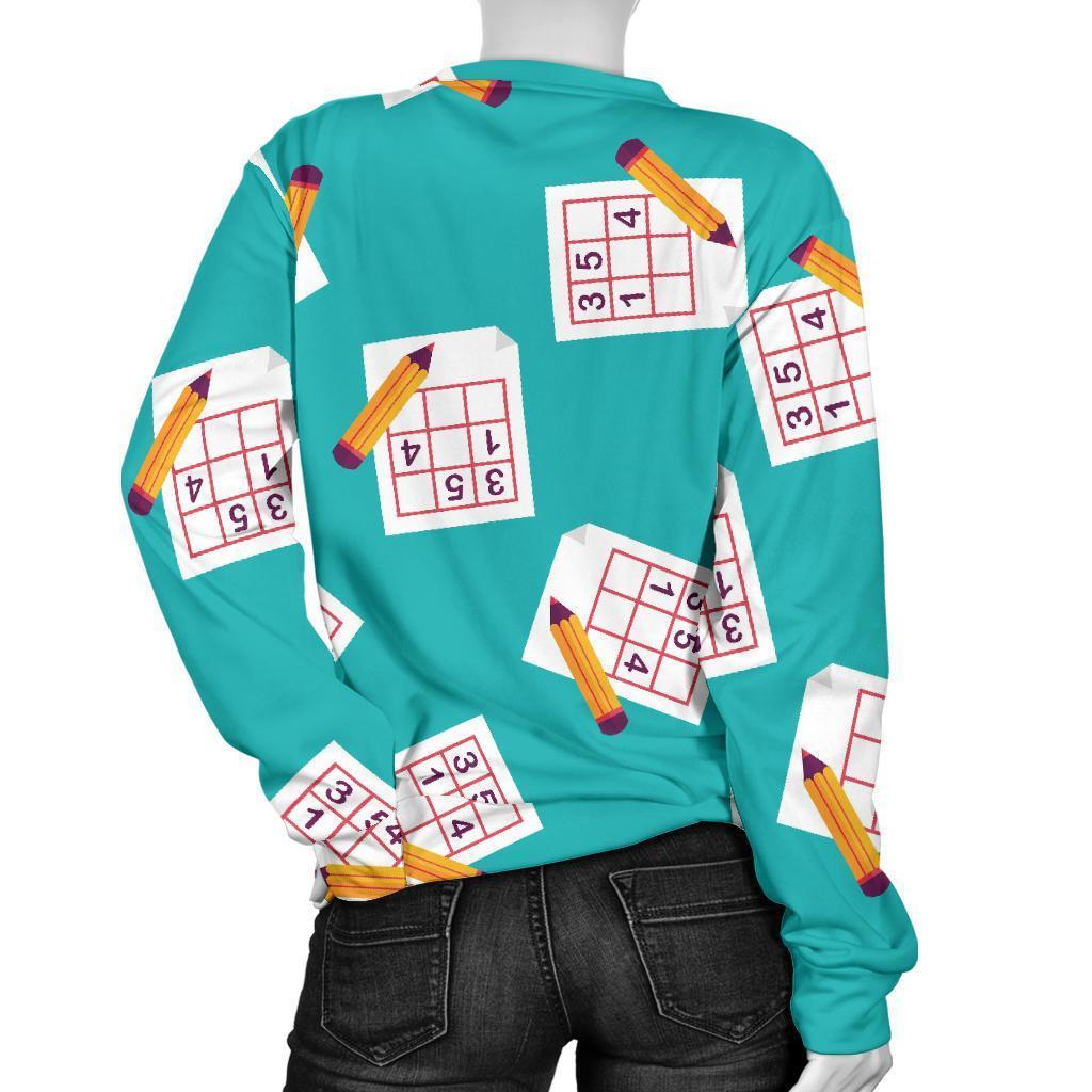 Sudoku Pattern Print Women's Sweatshirt-grizzshop