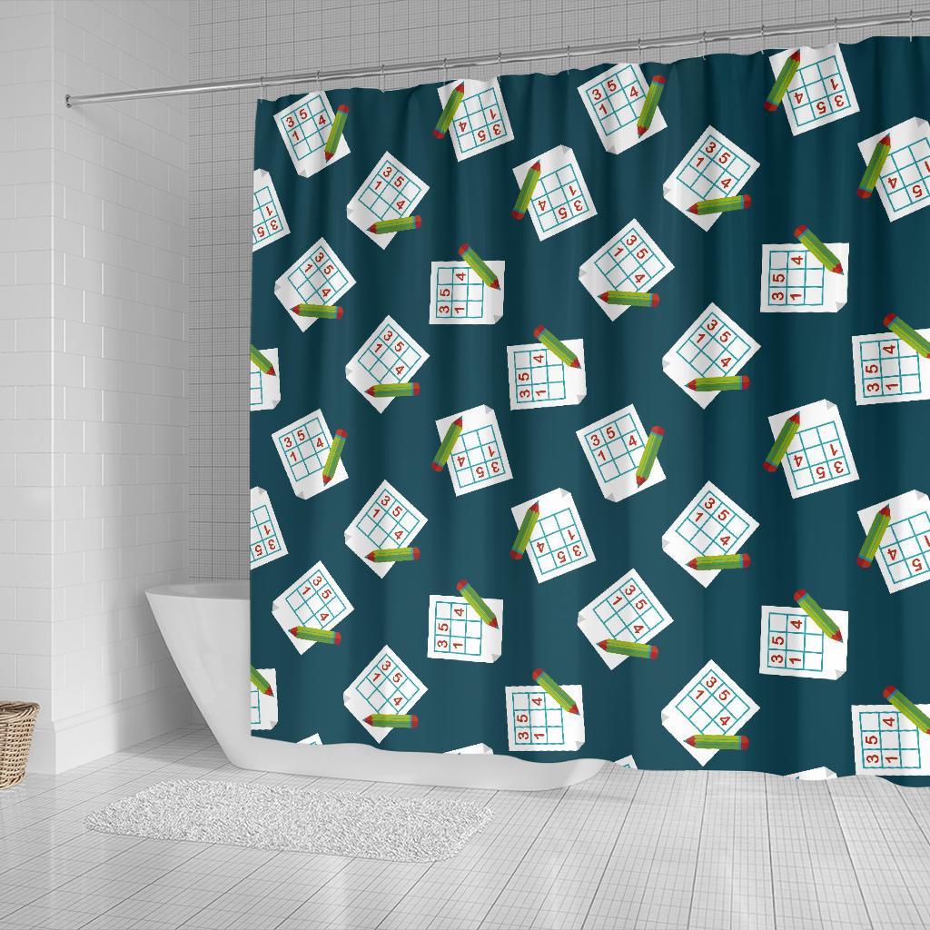 Sudoku Print Pattern Bathroom Shower Curtain-grizzshop