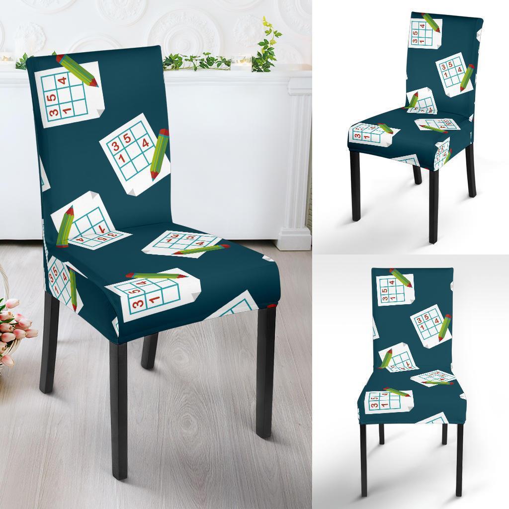 Sudoku Print Pattern Chair Cover-grizzshop