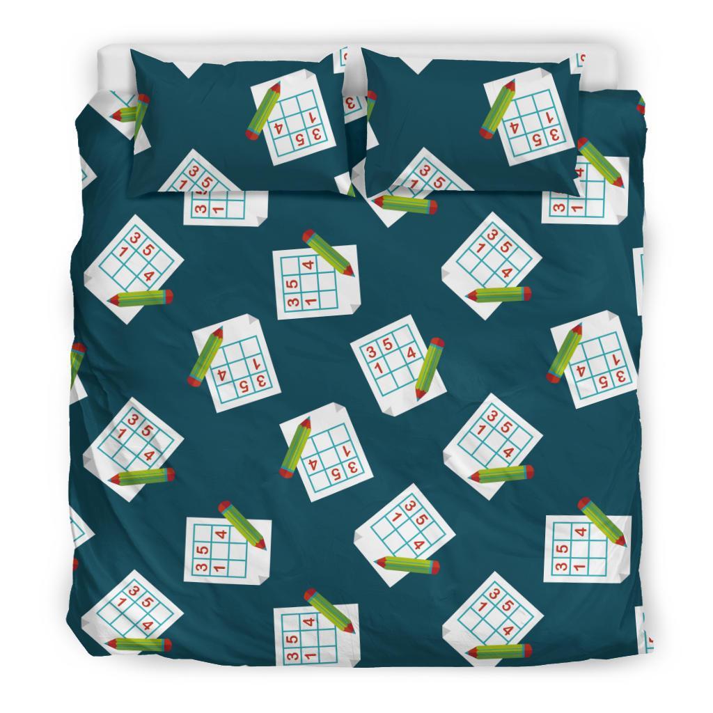 Sudoku Print Pattern Duvet Cover Bedding Set-grizzshop