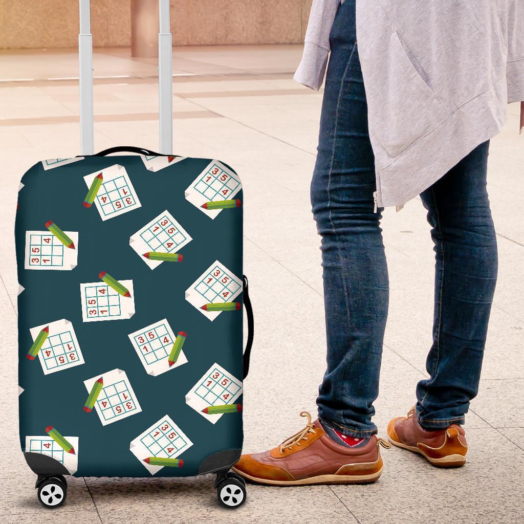 Sudoku Print Pattern Luggage Cover Protector-grizzshop