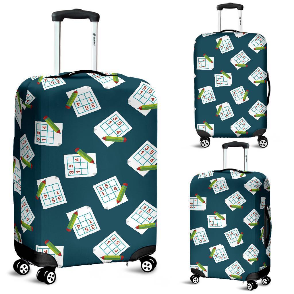 Sudoku Print Pattern Luggage Cover Protector-grizzshop