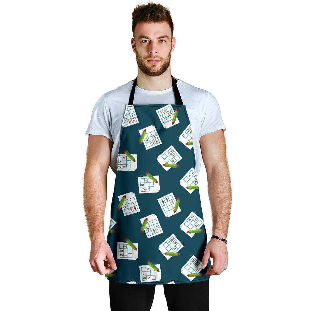 Sudoku Print Pattern Men's Apron-grizzshop