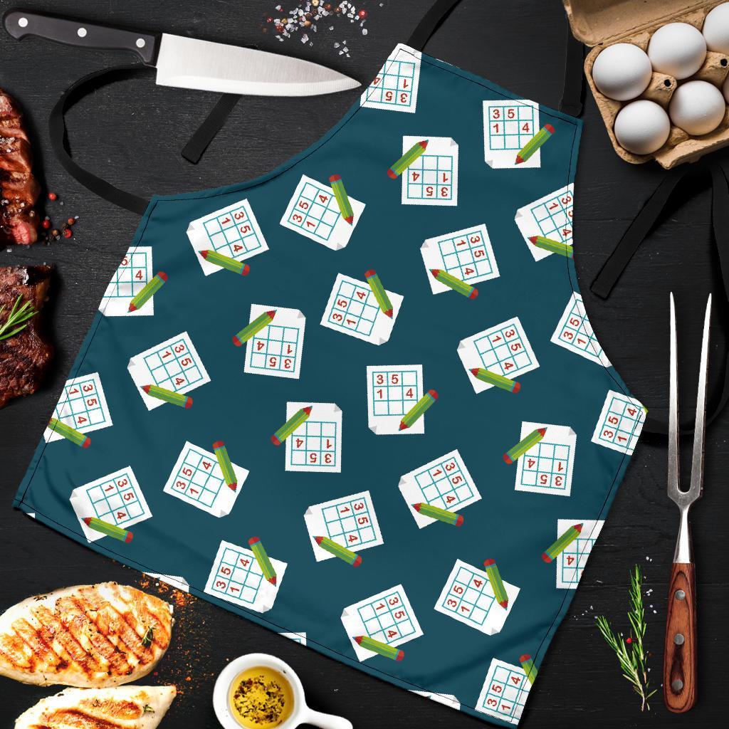 Sudoku Print Pattern Men's Apron-grizzshop