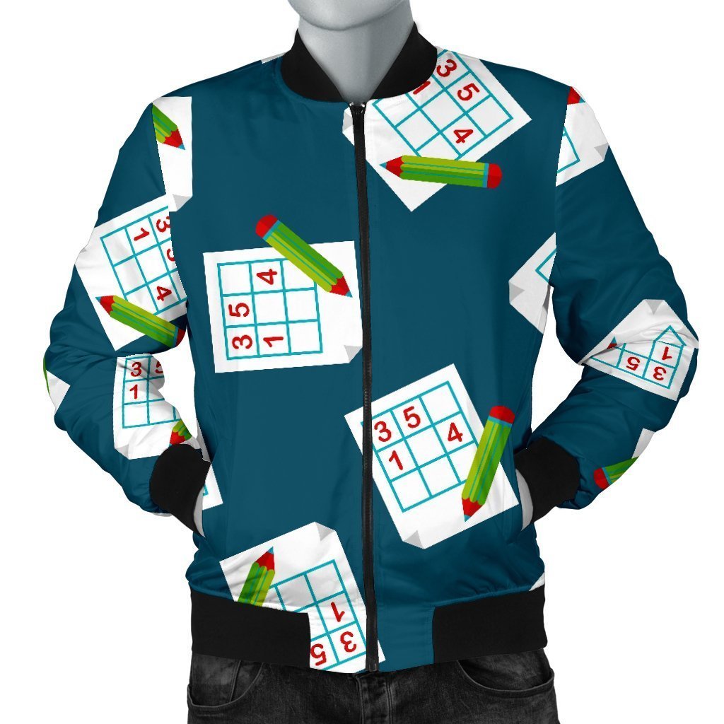 Sudoku Print Pattern Men's Bomber Jacket-grizzshop