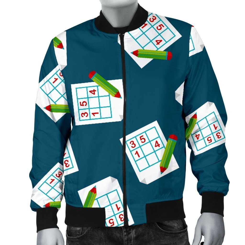 Sudoku Print Pattern Men's Bomber Jacket-grizzshop