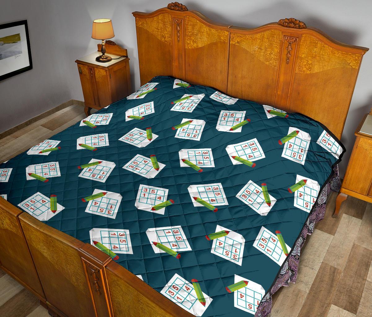 Sudoku Print Pattern Quilt-grizzshop