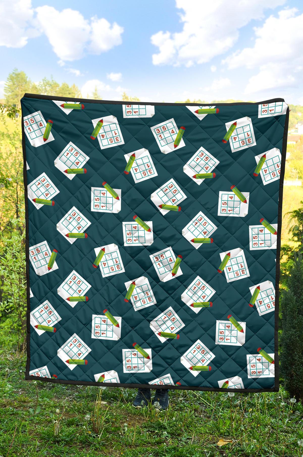 Sudoku Print Pattern Quilt-grizzshop