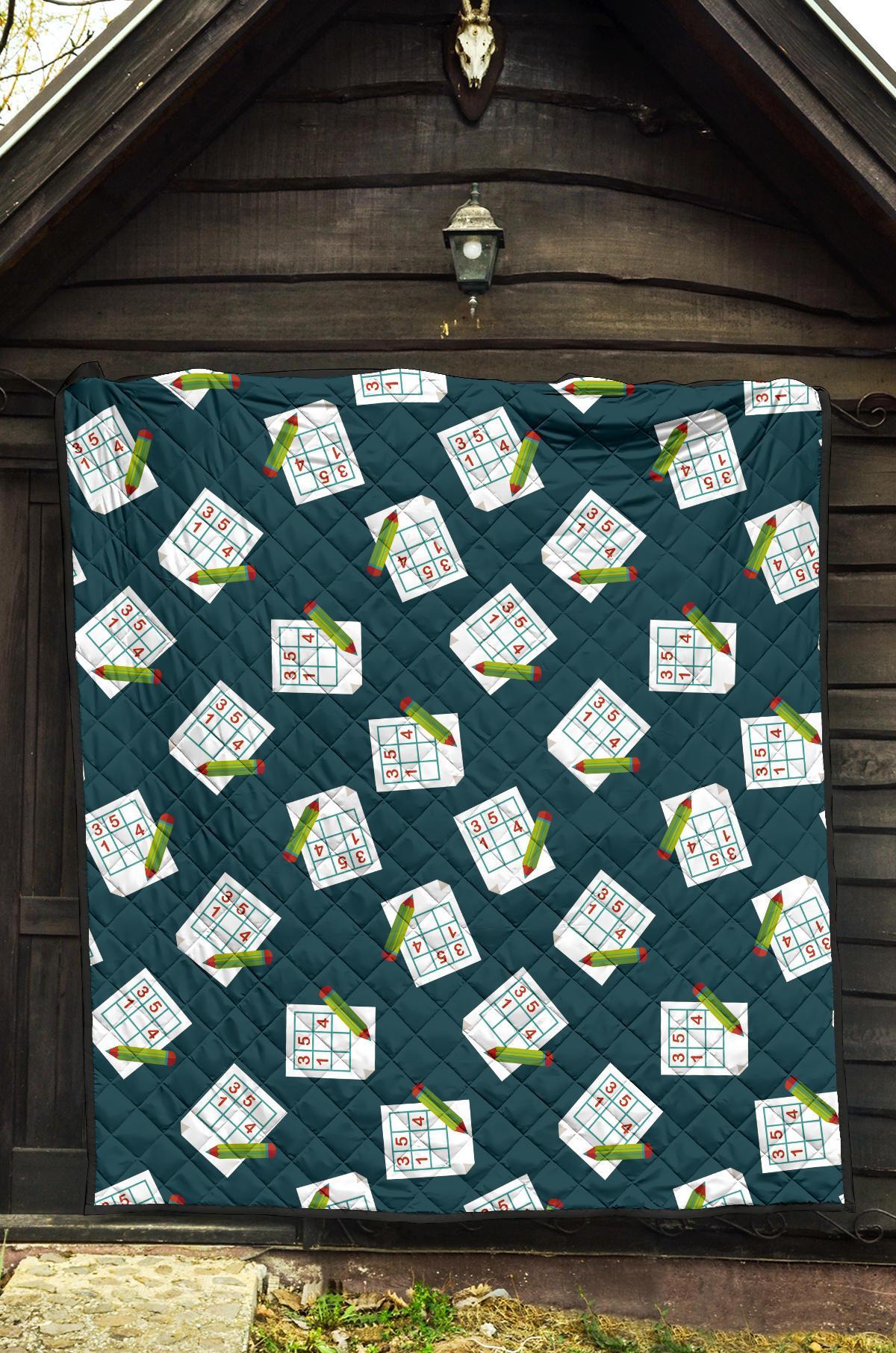 Sudoku Print Pattern Quilt-grizzshop