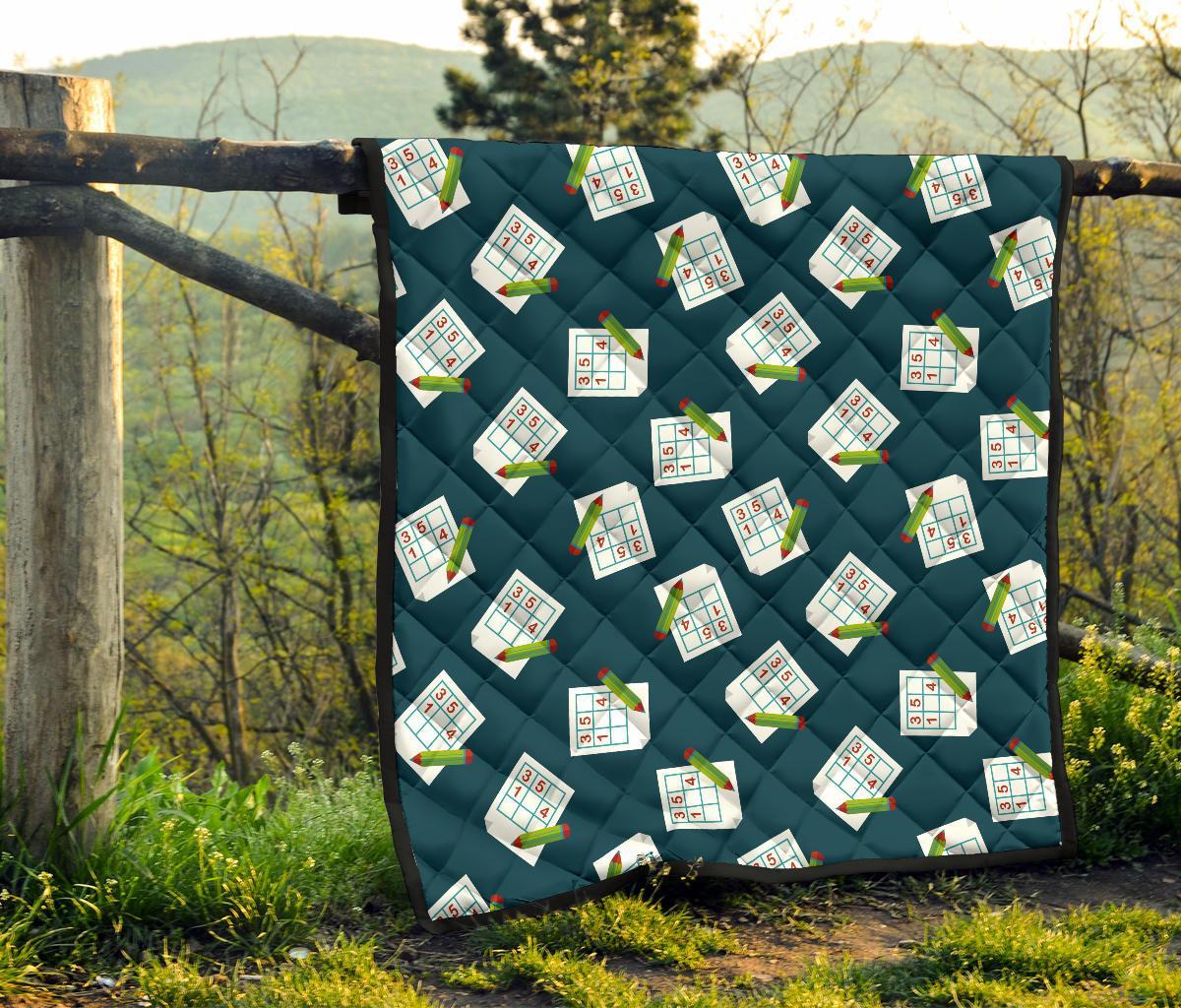 Sudoku Print Pattern Quilt-grizzshop