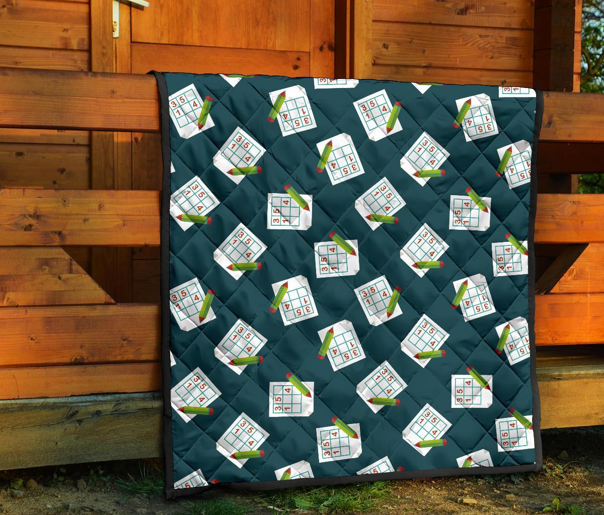 Sudoku Print Pattern Quilt-grizzshop