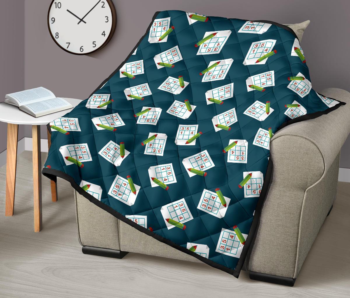 Sudoku Print Pattern Quilt-grizzshop