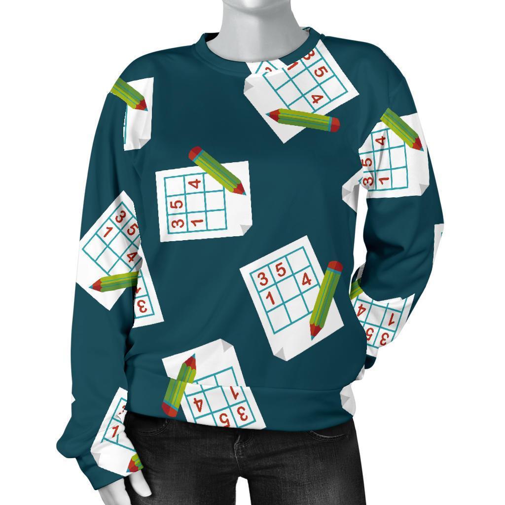 Sudoku Print Pattern Women's Sweatshirt-grizzshop