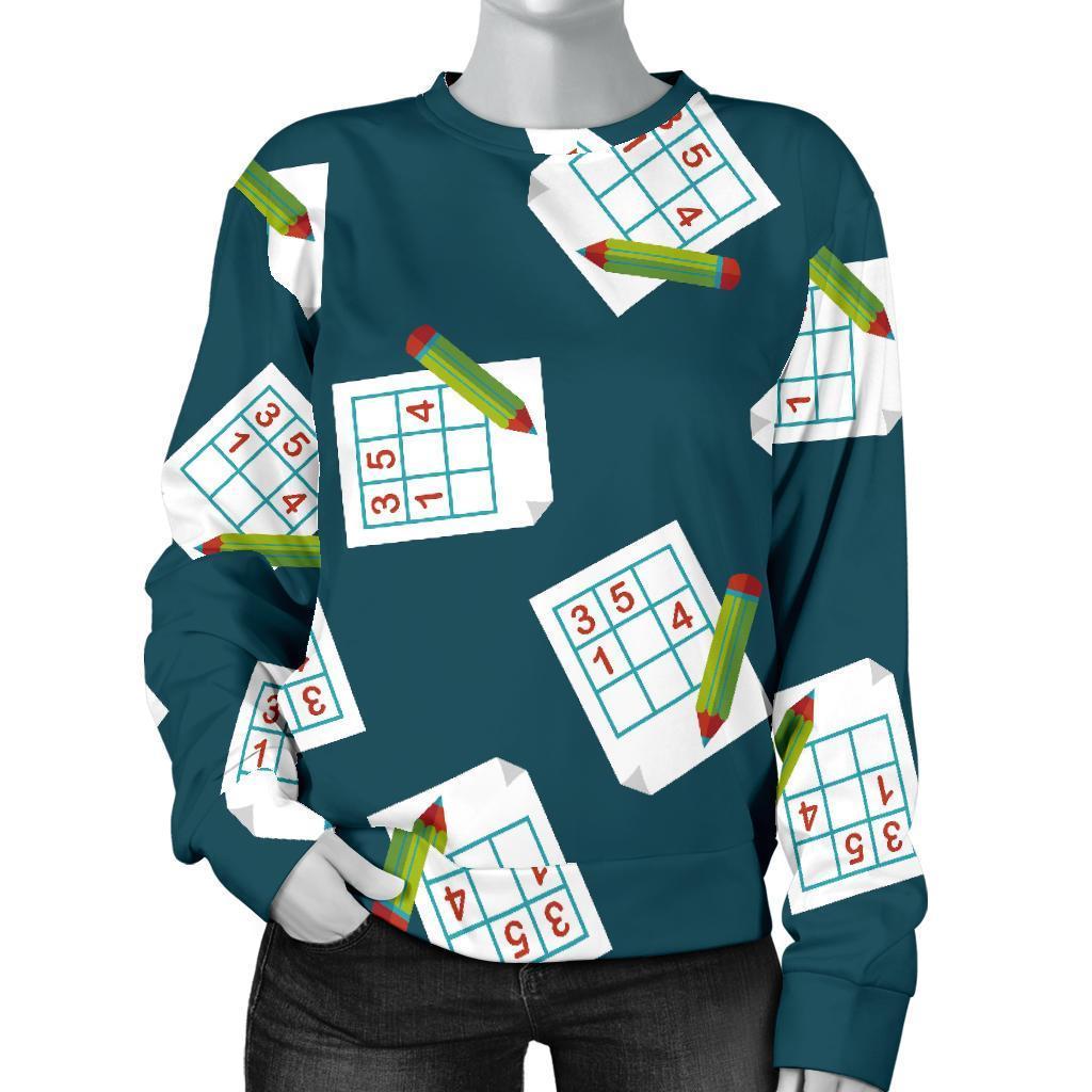 Sudoku Print Pattern Women's Sweatshirt-grizzshop