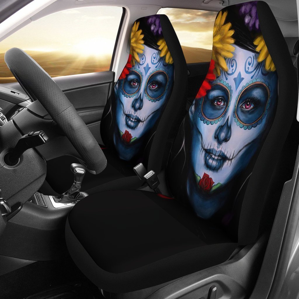 Sugar Skull Calavera Girl Universal Fit Car Seat Covers-grizzshop