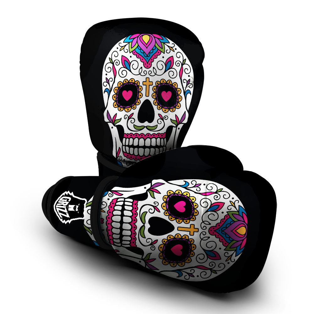 Sugar Skull Day Of The Dead Print Boxing Gloves-grizzshop