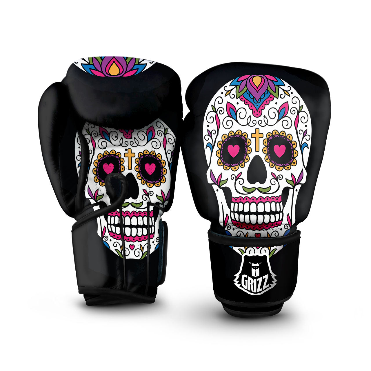 Sugar Skull Day Of The Dead Print Boxing Gloves-grizzshop