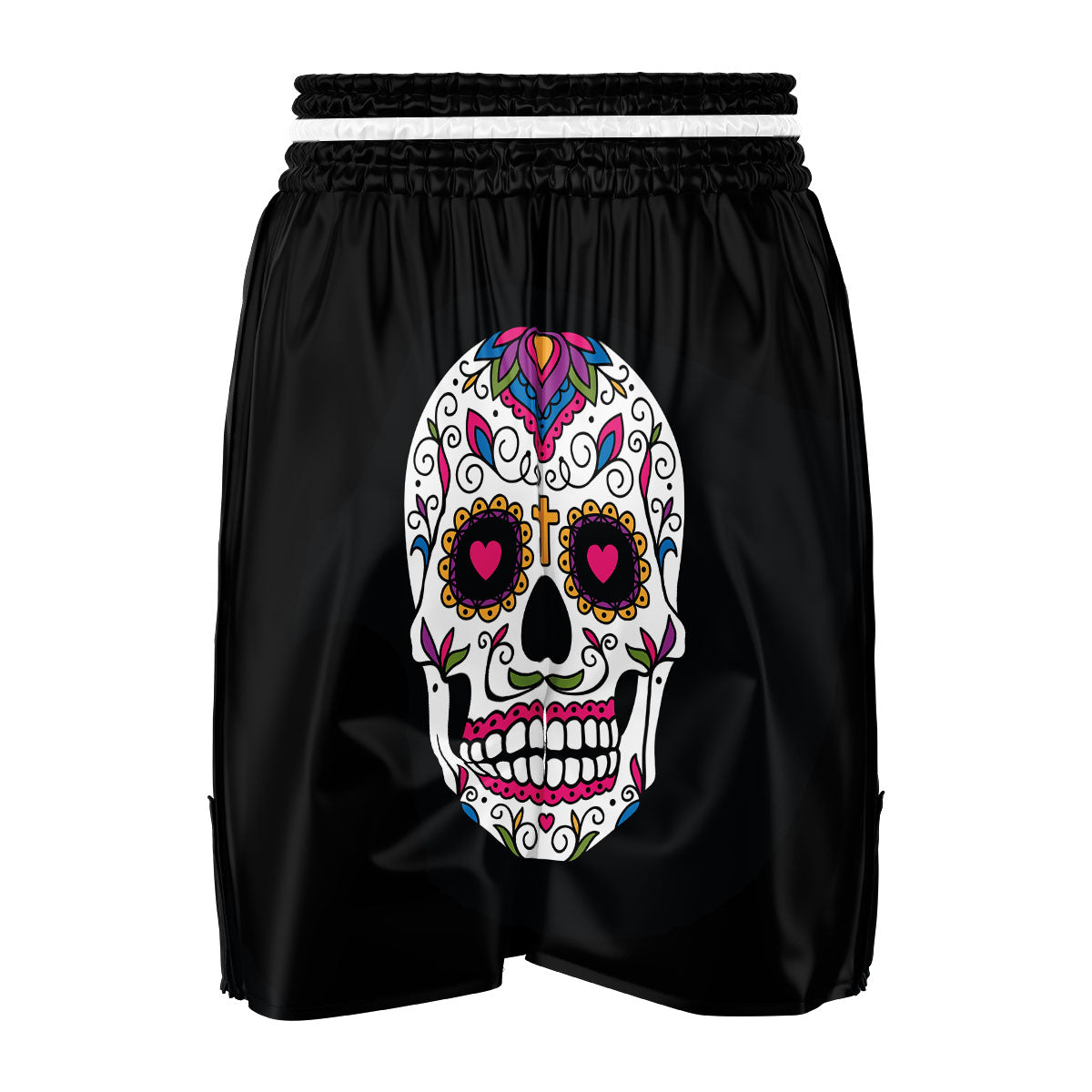 Sugar Skull Day Of The Dead Print Boxing Shorts-grizzshop