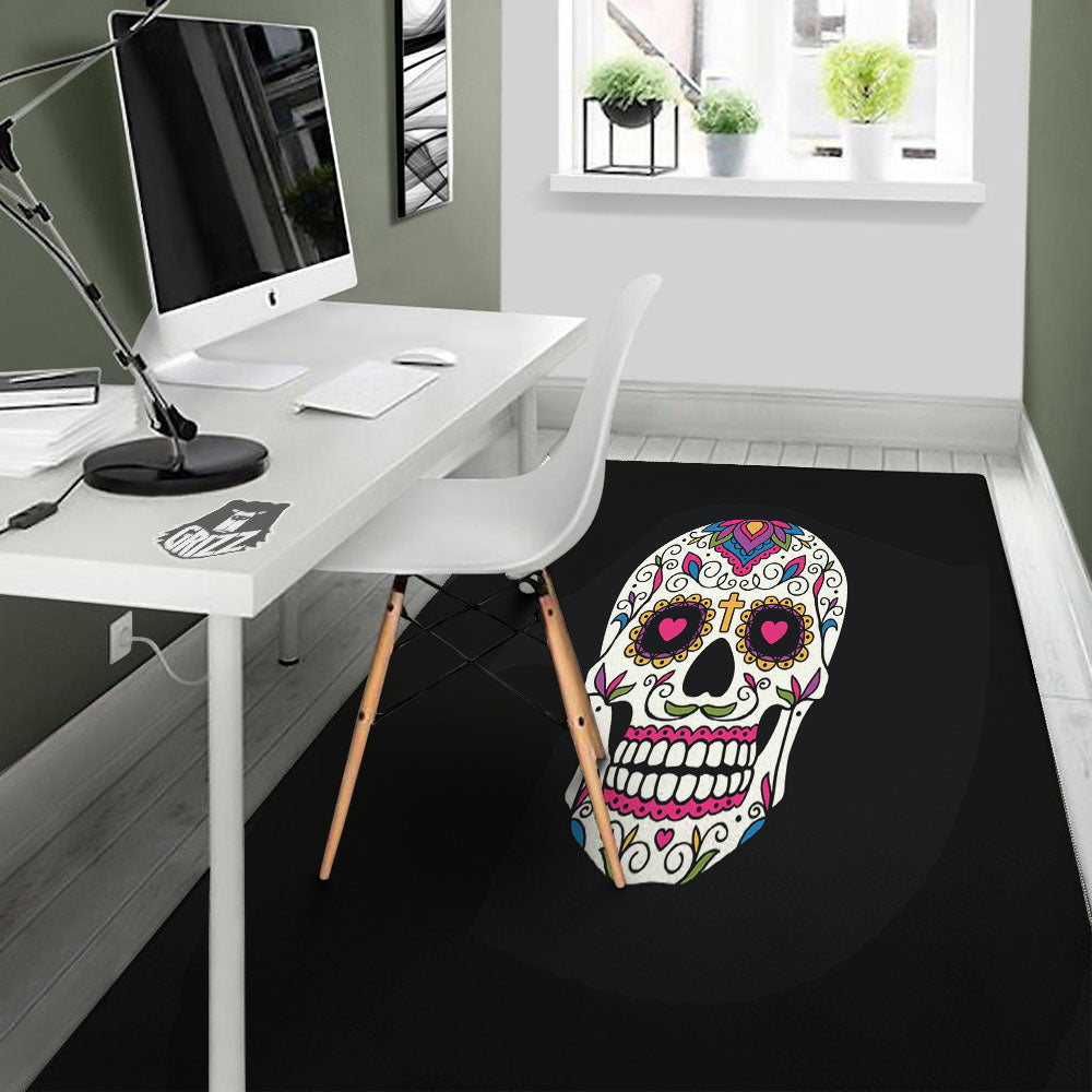 Sugar Skull Day Of The Dead Print Floor Mat-grizzshop