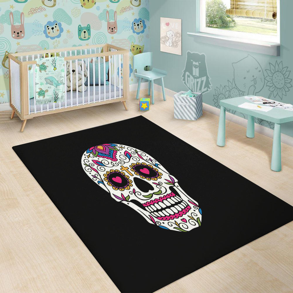 Sugar Skull Day Of The Dead Print Floor Mat-grizzshop