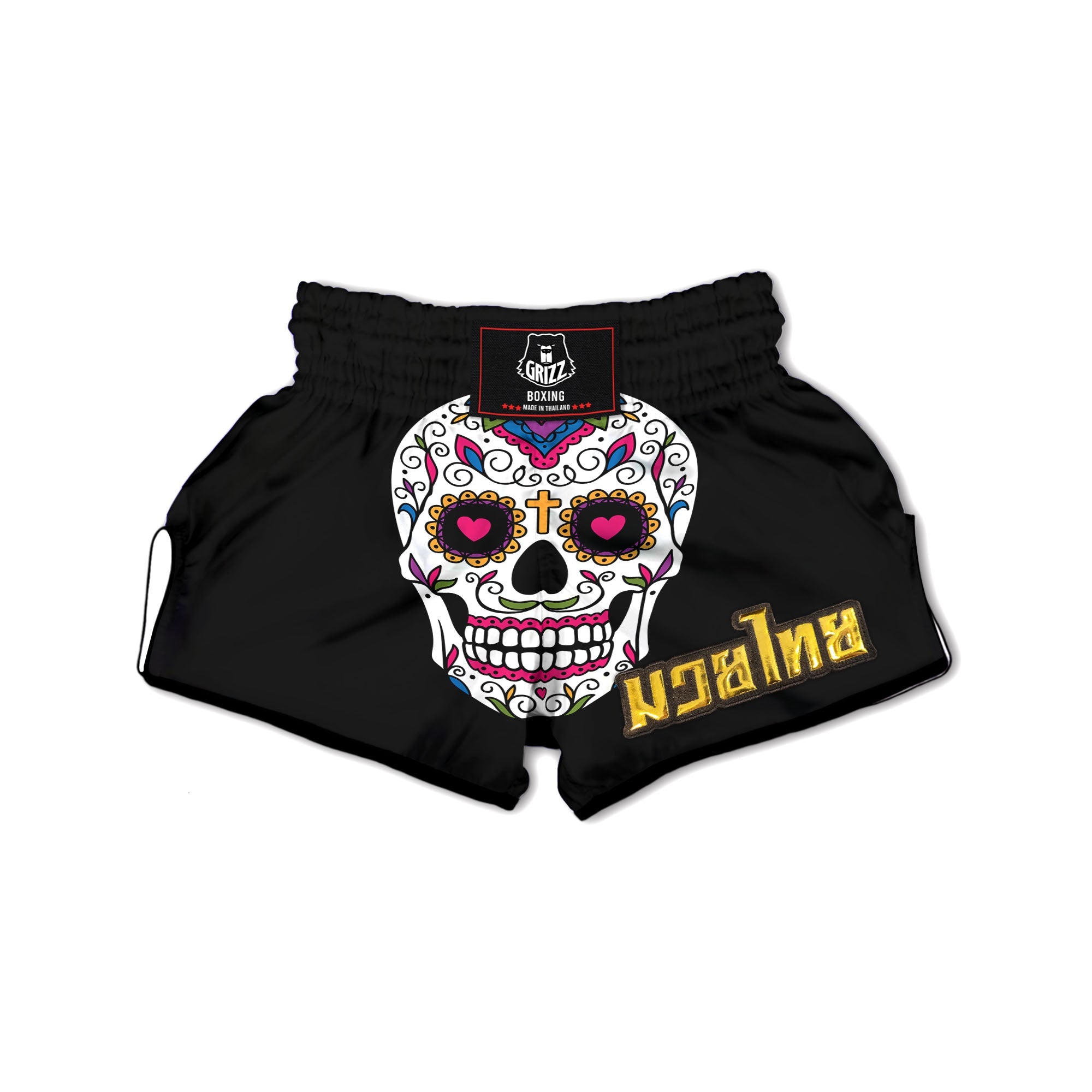 Sugar Skull Day Of The Dead Print Muay Thai Boxing Shorts-grizzshop