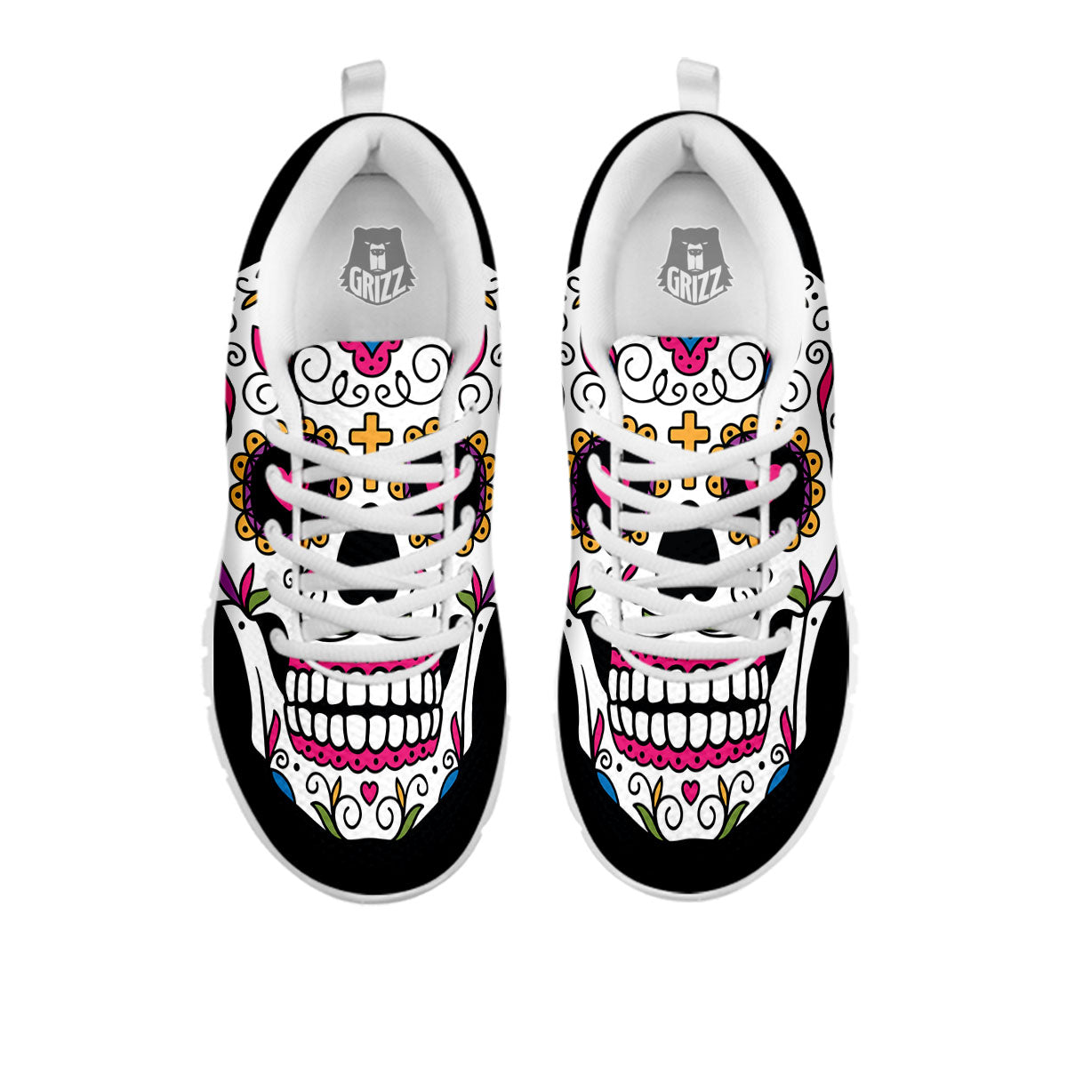 Sugar Skull Day Of The Dead Print White Sneaker-grizzshop