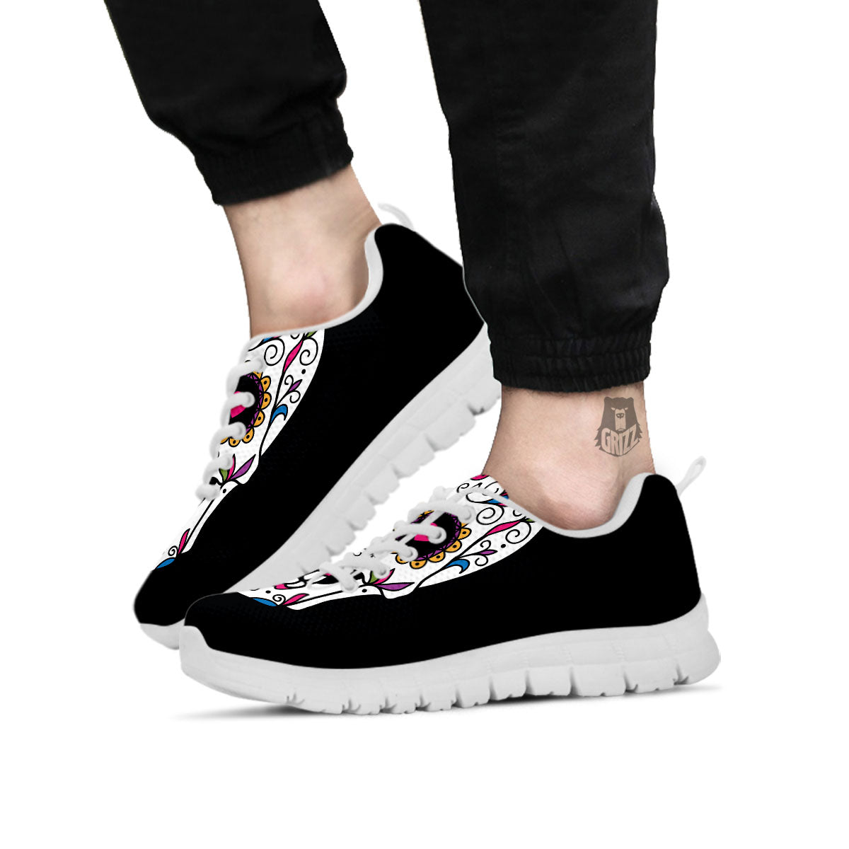 Sugar Skull Day Of The Dead Print White Sneaker-grizzshop
