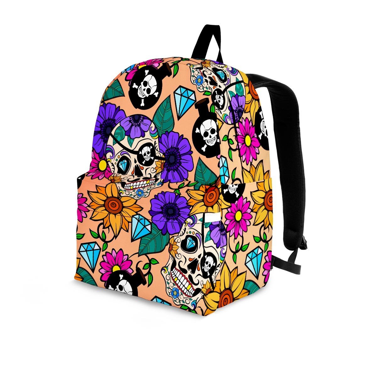 Sugar Skull Flower Backpack-grizzshop