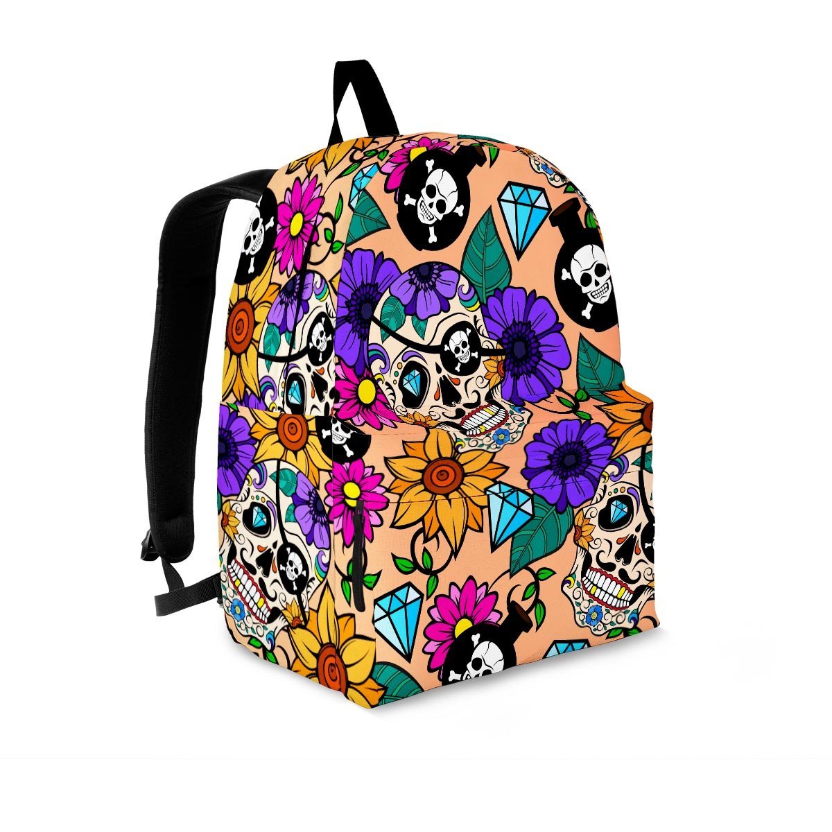 Sugar Skull Flower Backpack-grizzshop