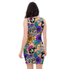 Sugar Skull Flower Bodycon Dress-grizzshop