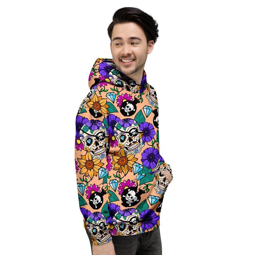 Sugar Skull Flower Men's Hoodie-grizzshop