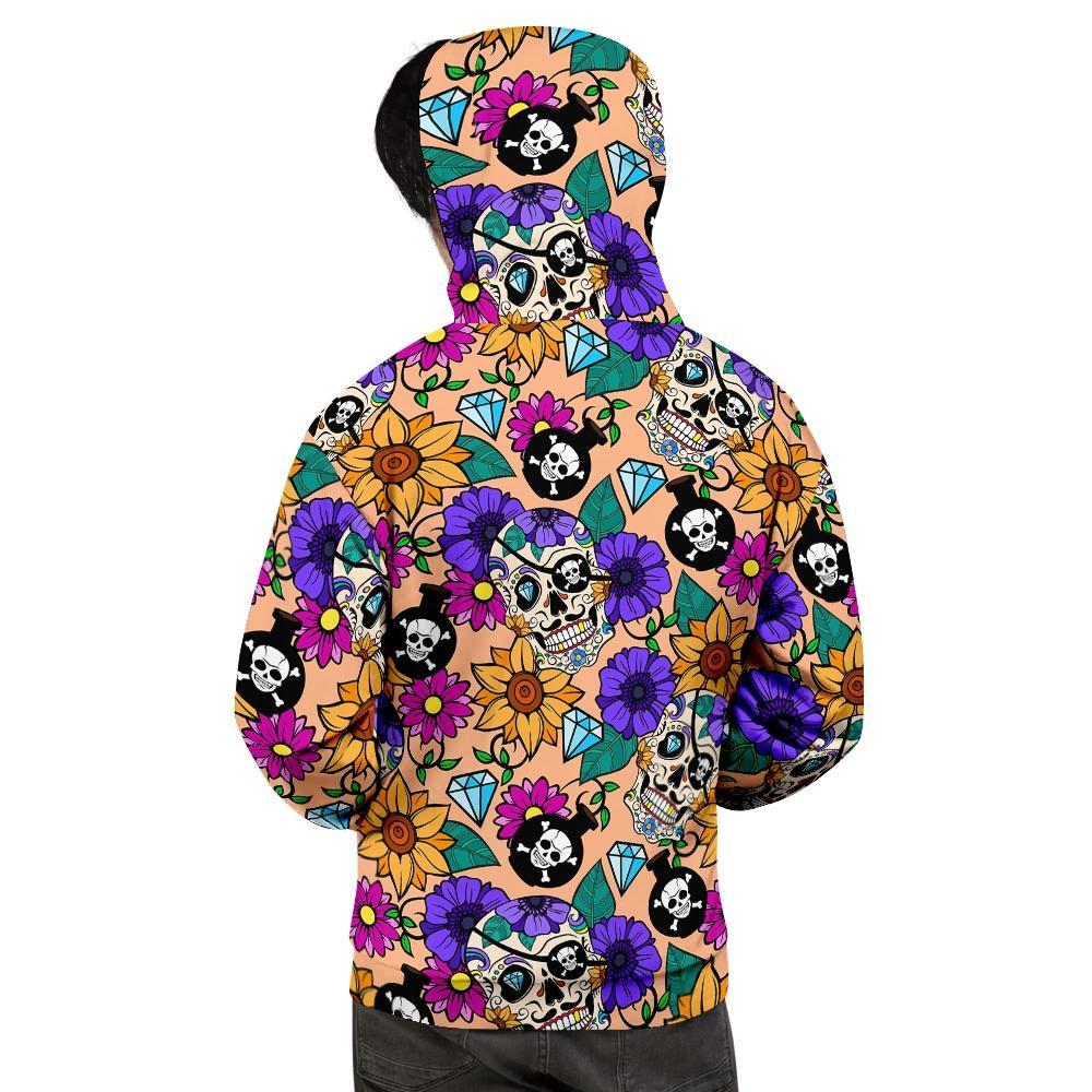 Sugar Skull Flower Men's Hoodie-grizzshop