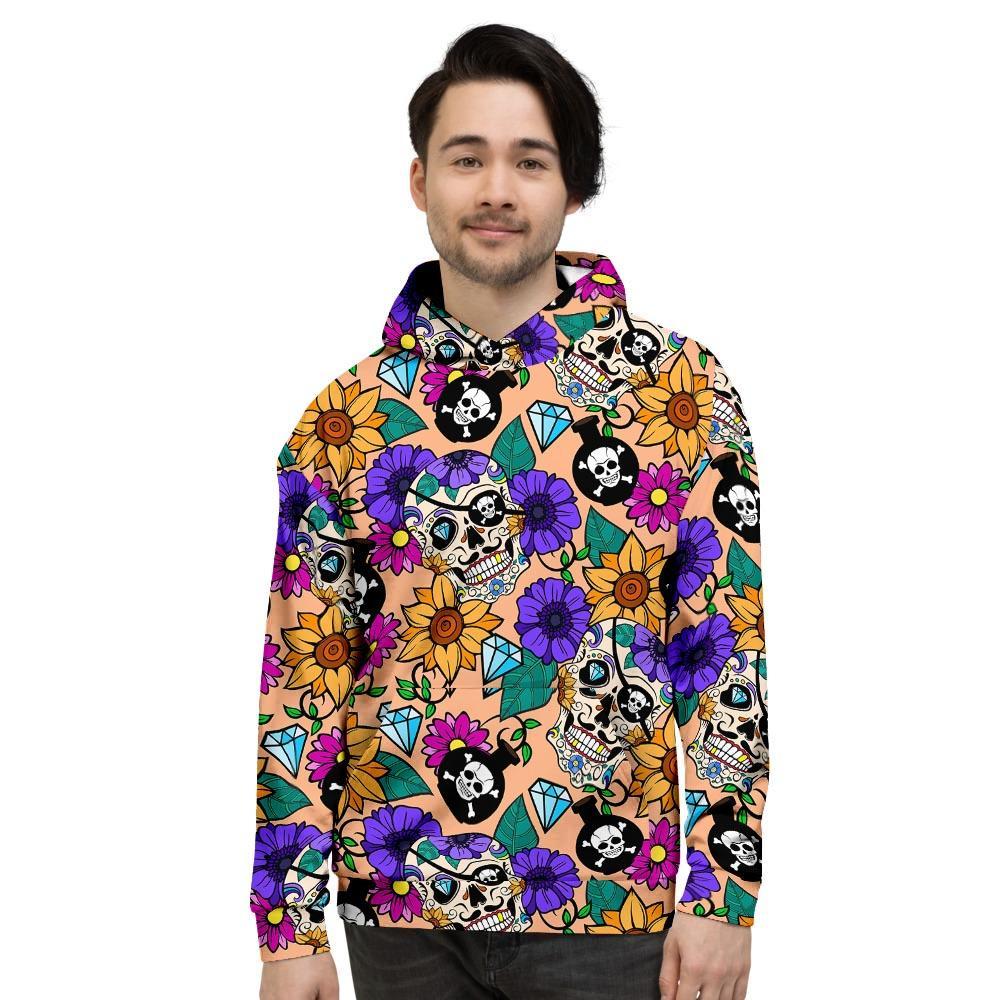 Sugar Skull Flower Men's Hoodie-grizzshop