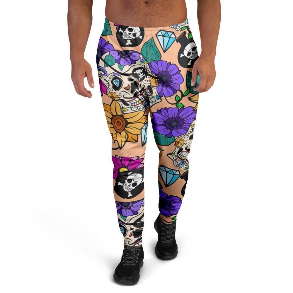 Sugar Skull Flower Men's Joggers-grizzshop