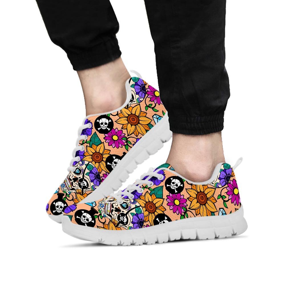 Sugar Skull Flower Men's Sneakers-grizzshop