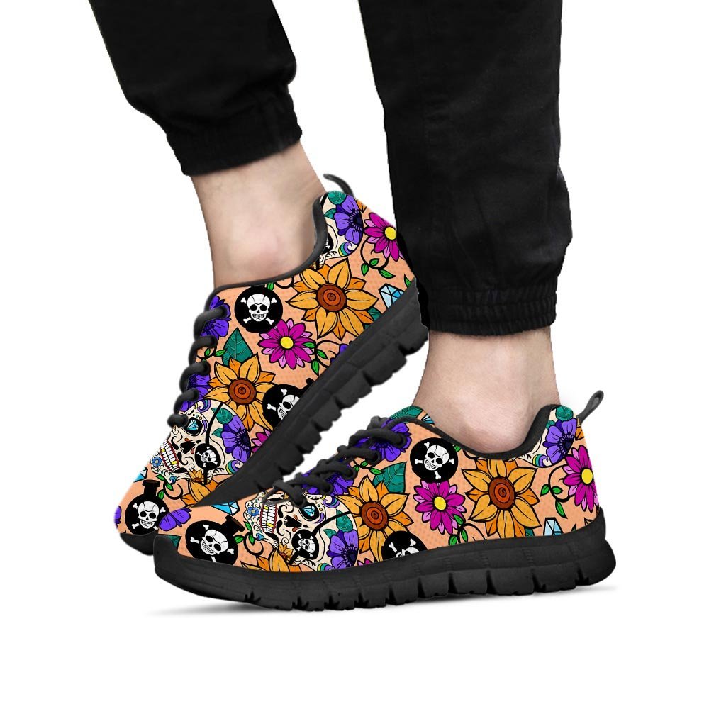 Sugar Skull Flower Men's Sneakers-grizzshop