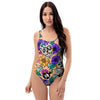 Sugar Skull Flower One Piece Swimsuite-grizzshop