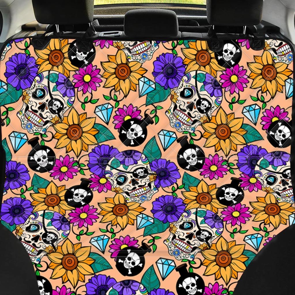 Sugar Skull Flower Pet Car Seat Cover-grizzshop
