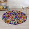 Sugar Skull Flower Round Rug-grizzshop