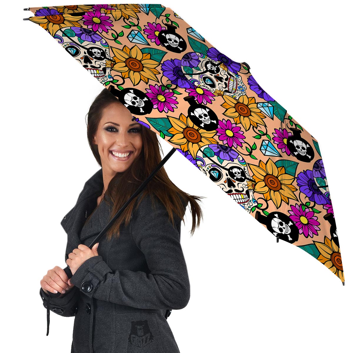 Sugar Skull Flower Umbrella-grizzshop