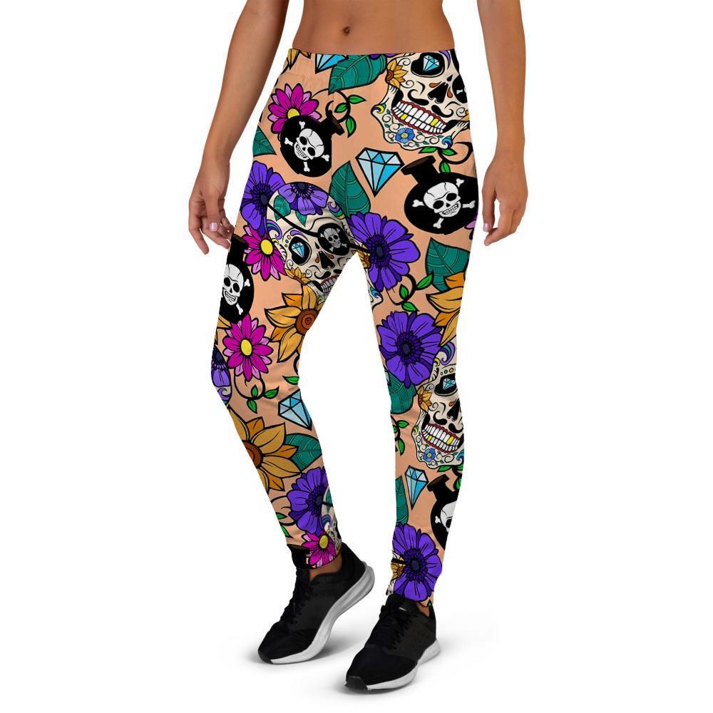 Sugar Skull Flower Women's Joggers-grizzshop